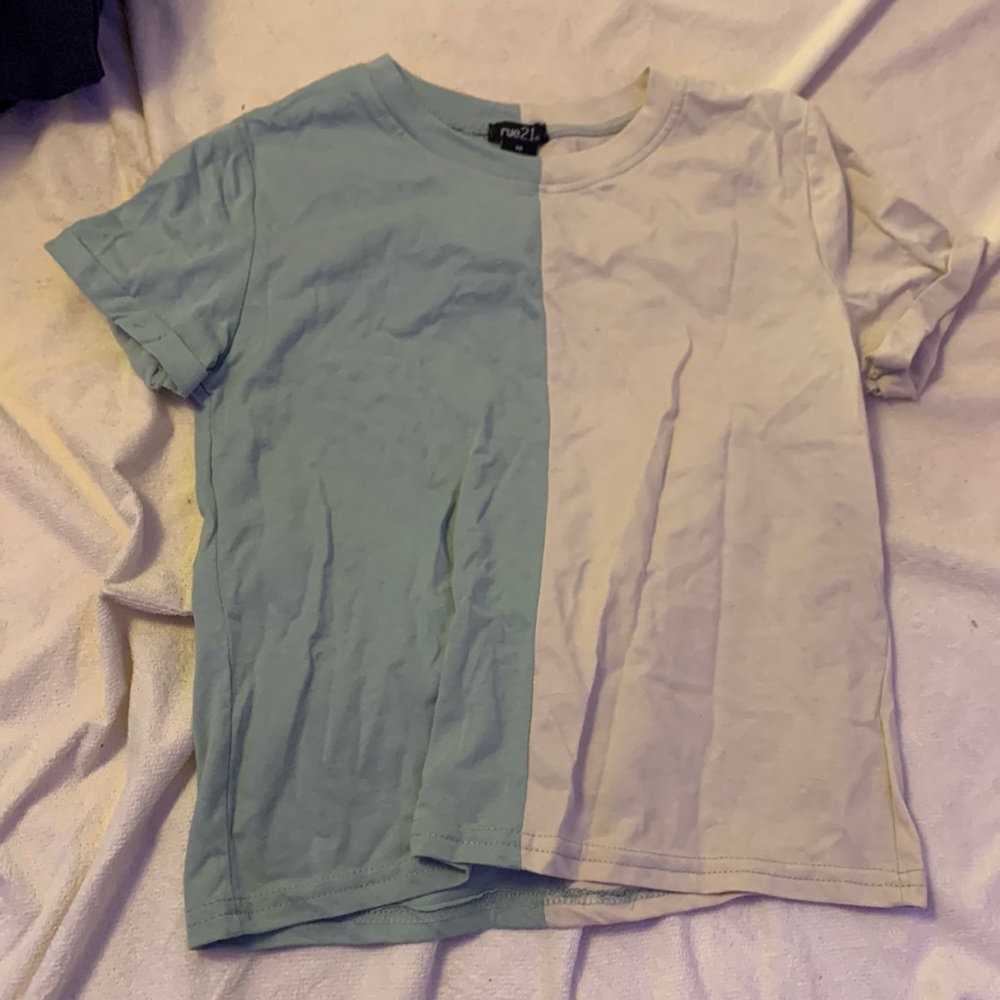 Tan and teal t-shirt